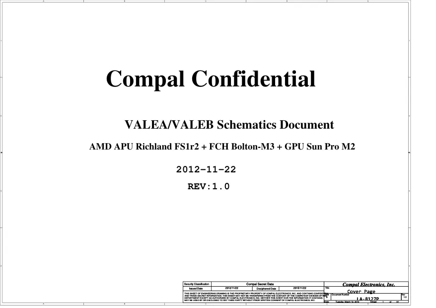 Схема - Материнская плата Compal Electronics, Inc. LA-8127P
