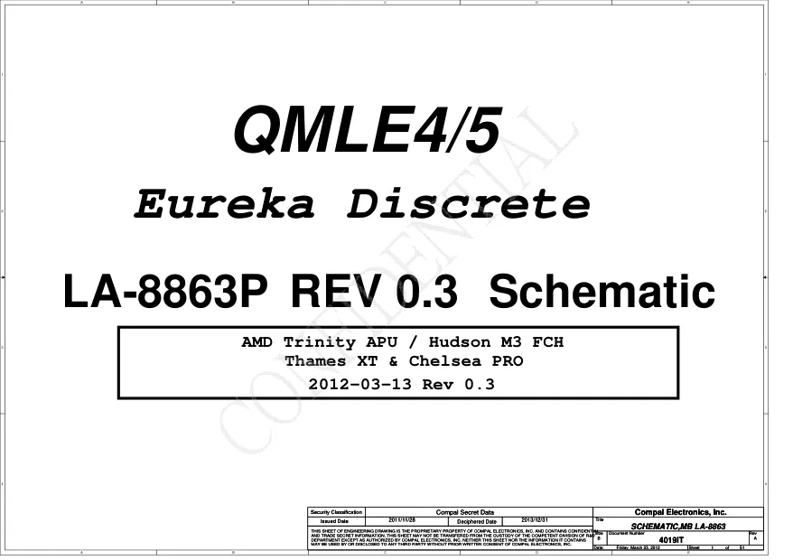 Схема - Материнская плата Compal Electronics, Inc. LA-8863P