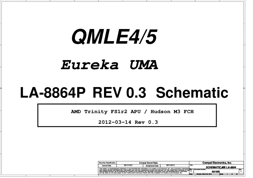 Схема - Материнская плата Compal Electronics, Inc. LA-8864P