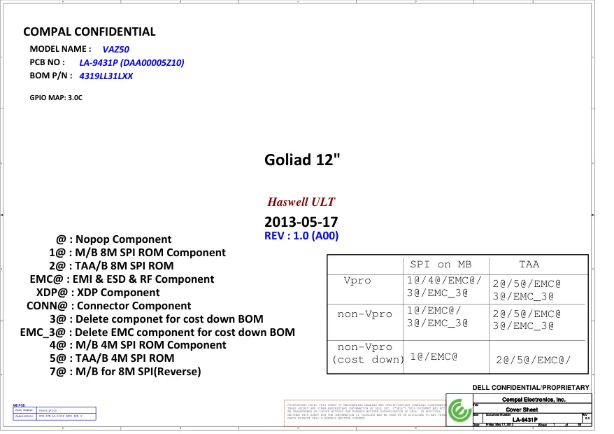 Схема - Материнская плата Compal Electronics, Inc. LA-9431P
