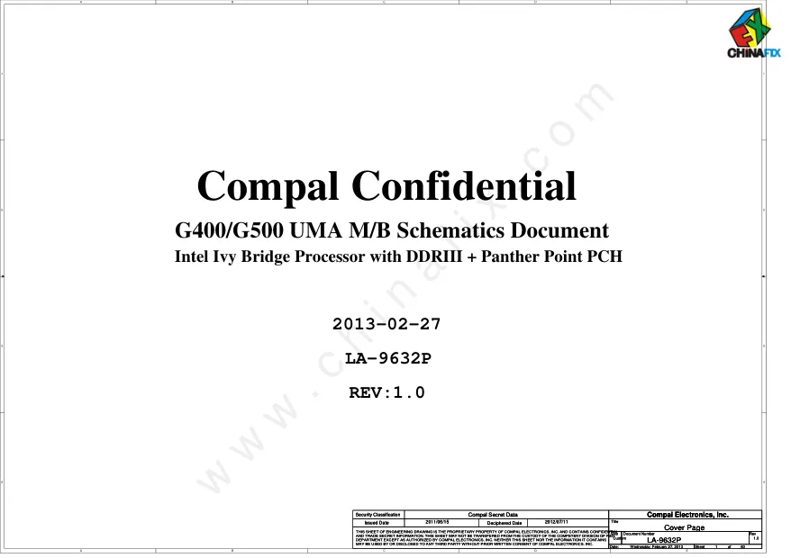 Схема - Материнская плата Compal Electronics, Inc. LA-9632P
