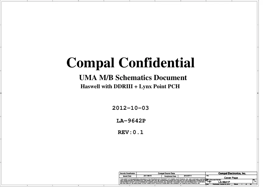 Схема - Материнская плата Compal Electronics, Inc. LA-9642P