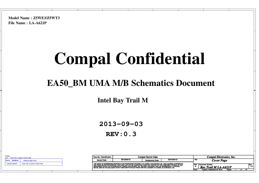 Схема - Материнская плата Compal Electronics, Inc. LA-A621P