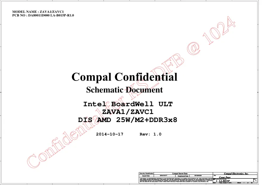 Схема - Материнская плата Compal Electronics, Inc. LA-B015P