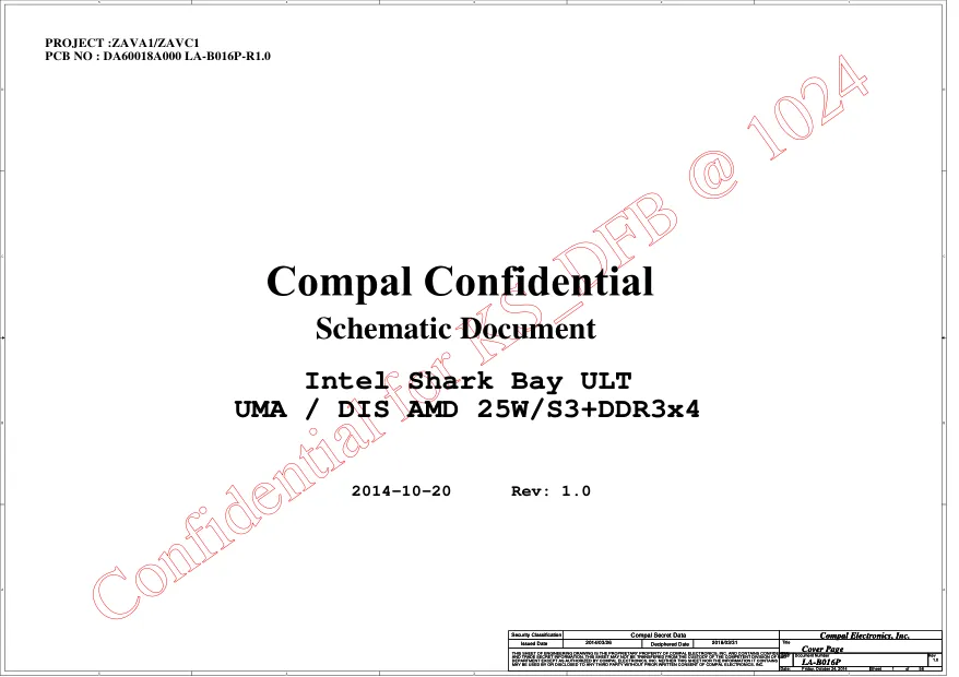 Схема - Материнская плата Compal Electronics, Inc. LA-B016P