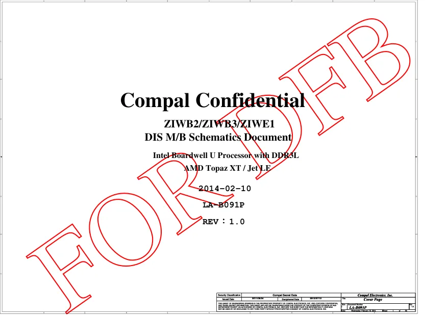 Схема - Материнская плата Compal Electronics, Inc. LA-B091P