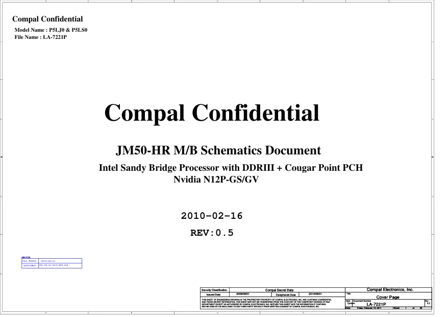 Схема - Материнская плата Compal Electronics, Inc. LA-7221P