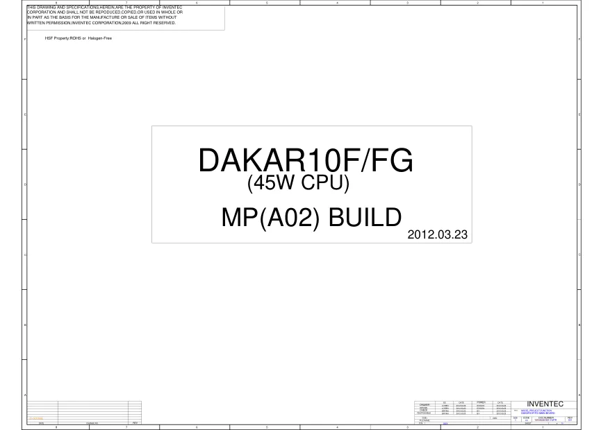 Схема - Материнская плата Inventec Corporation DAKAR10F/FG