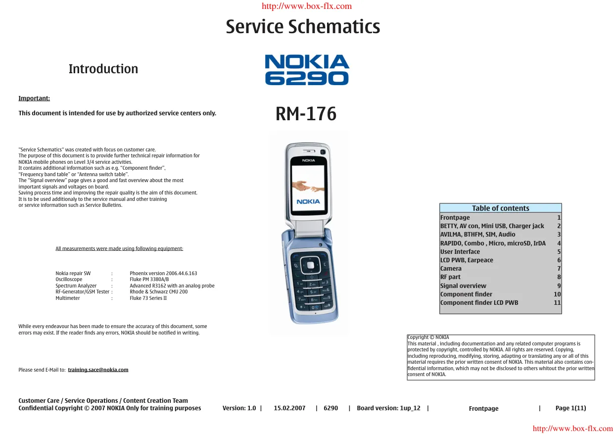 Схемы - Мобильный телефон Nokia Corporation 6290 (RM-176)