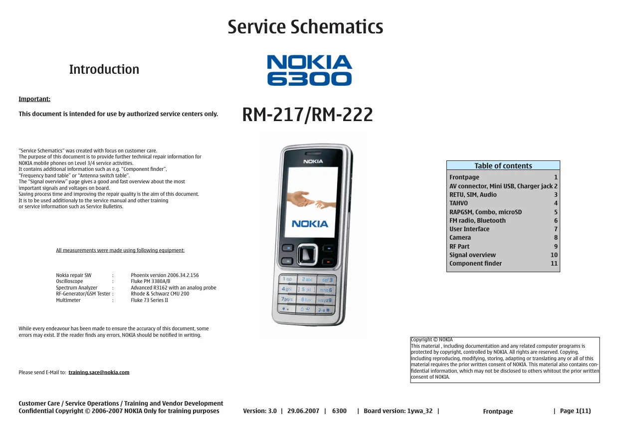 Схемы - Мобильный телефон Nokia Corporation 6300 (RM-217/RM-222)