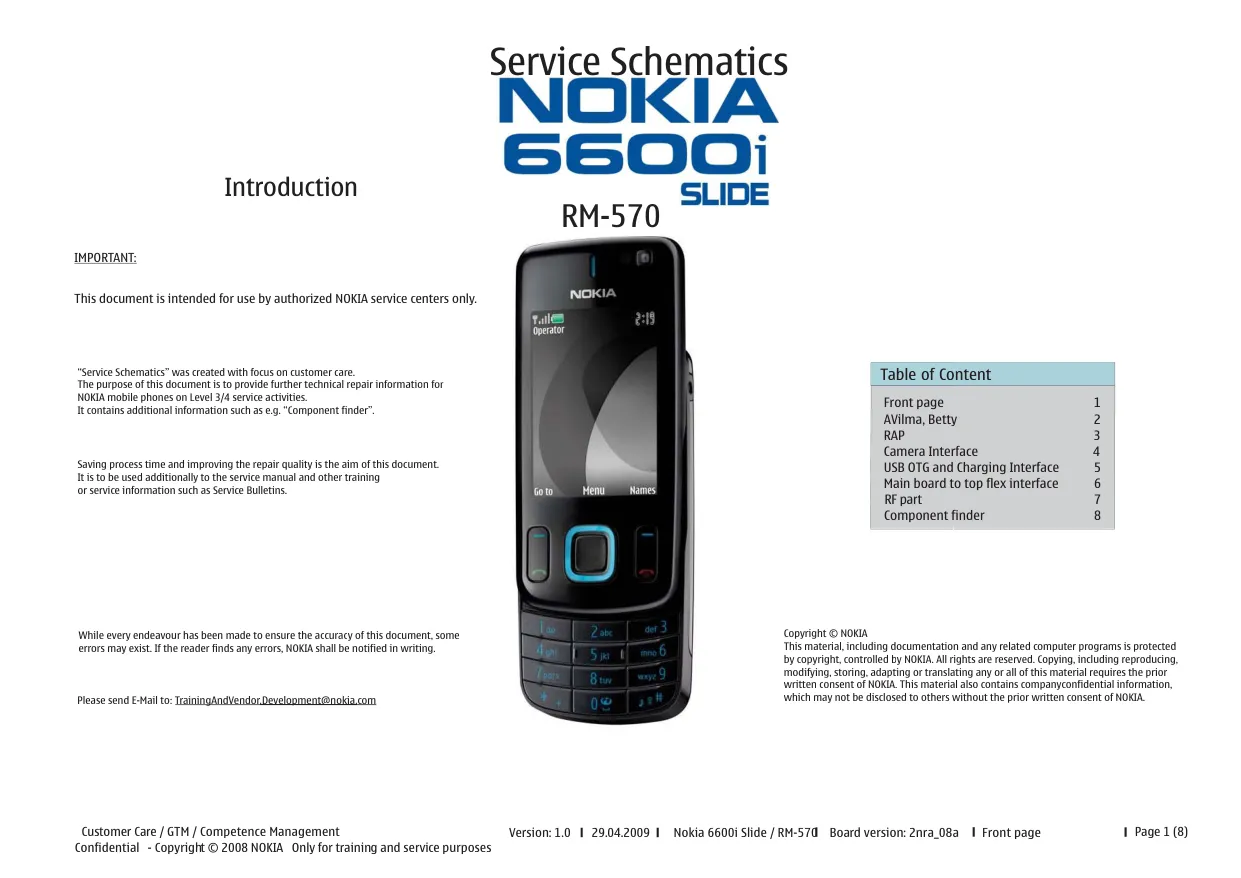 Схемы - Мобильный телефон Nokia Corporation 6600i slide (RM-570)
