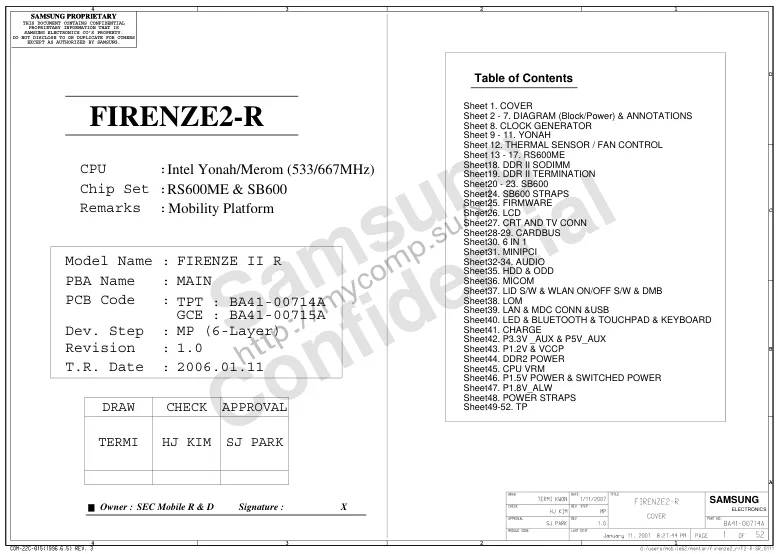 Схема - Материнская плата Samsung Group FIRENZE2-R