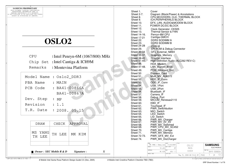 Схема - Материнская плата Samsung Group OSLO2_DDR3