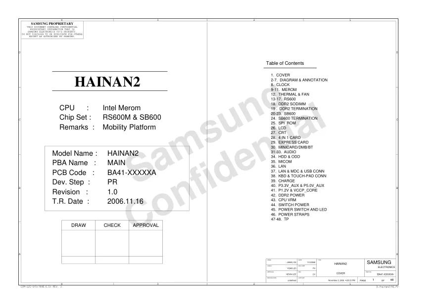 Схема - Материнская плата Samsung Group HAINAN2